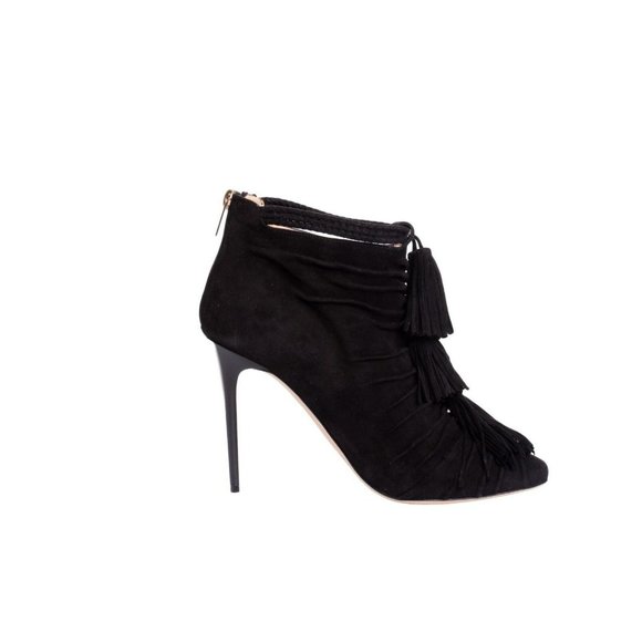 JIMMY CHOO Black Suede Ankle Bootie Pumps w/ Fringe Tassels - US 9 - Picture 3 of 9